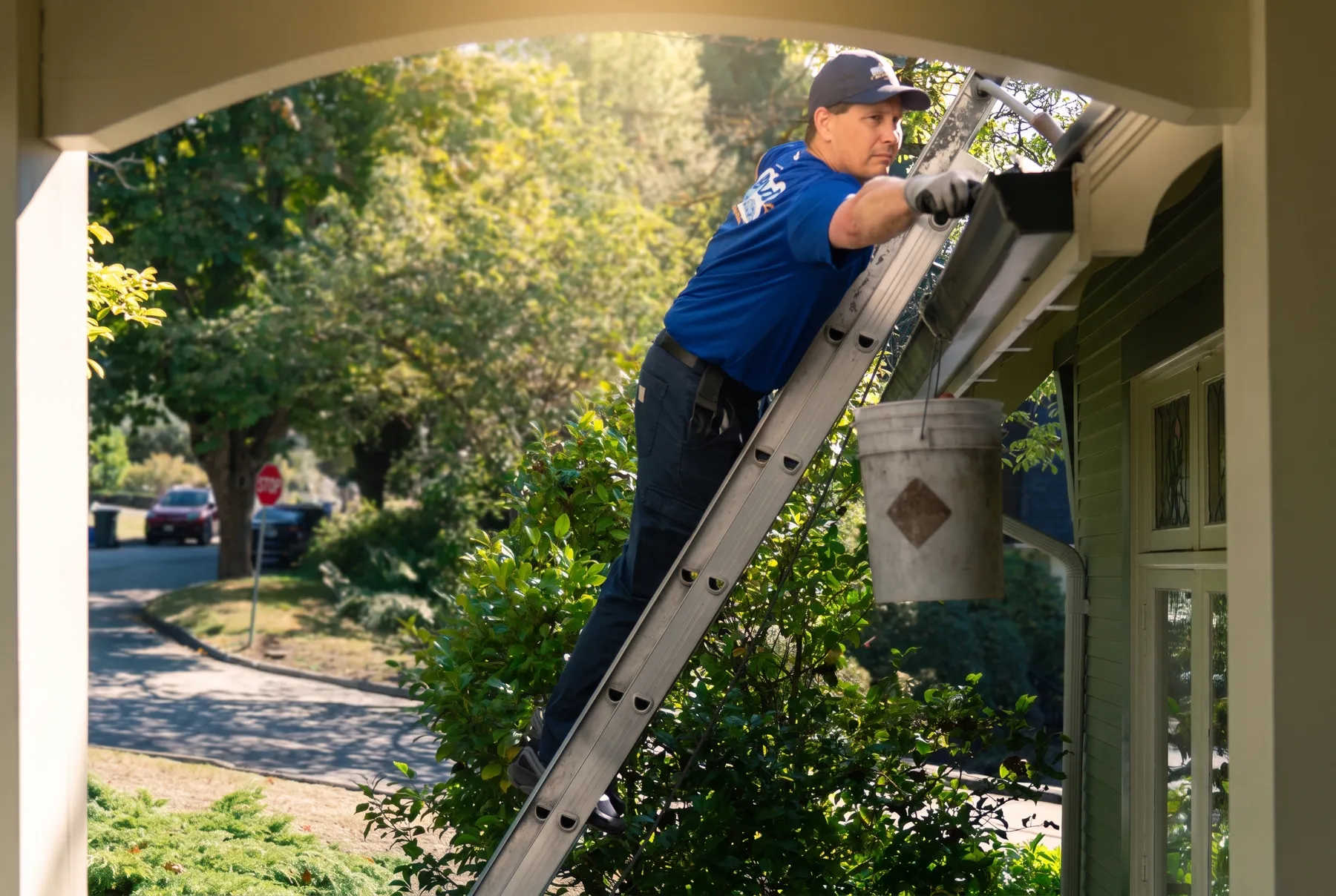Holland Home Services crew servicing a Vancouver roofline